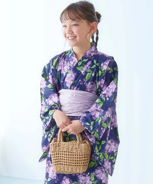 Детское кимоно Yukata с поясом хэко, бренд devirock, 1 шт, темно-синий