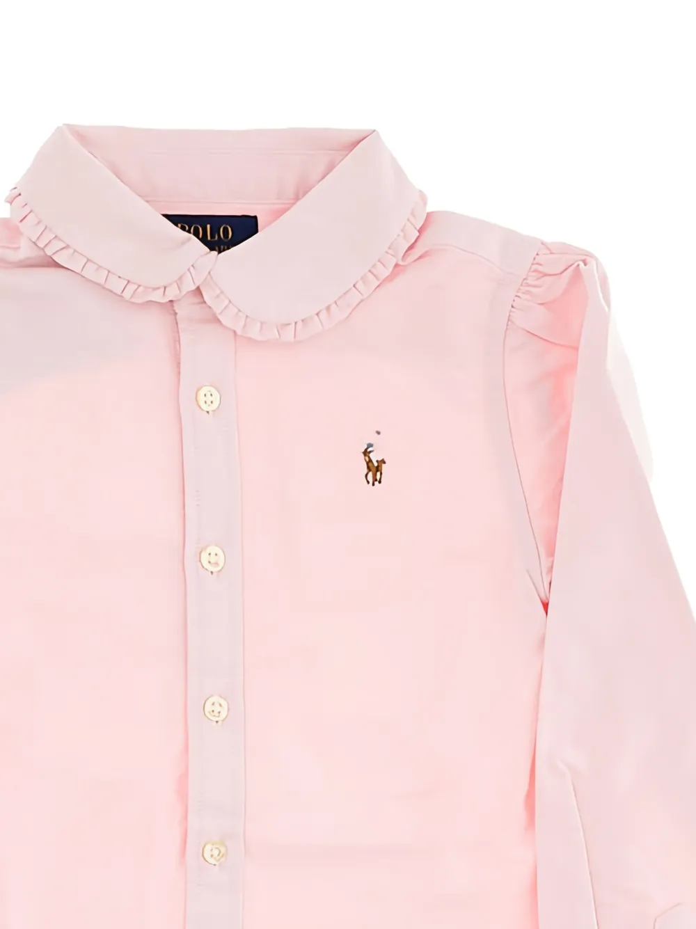 Рубашка с оборками на манжетах POLO RALPH LAUREN KIDS, розовый — фото 2