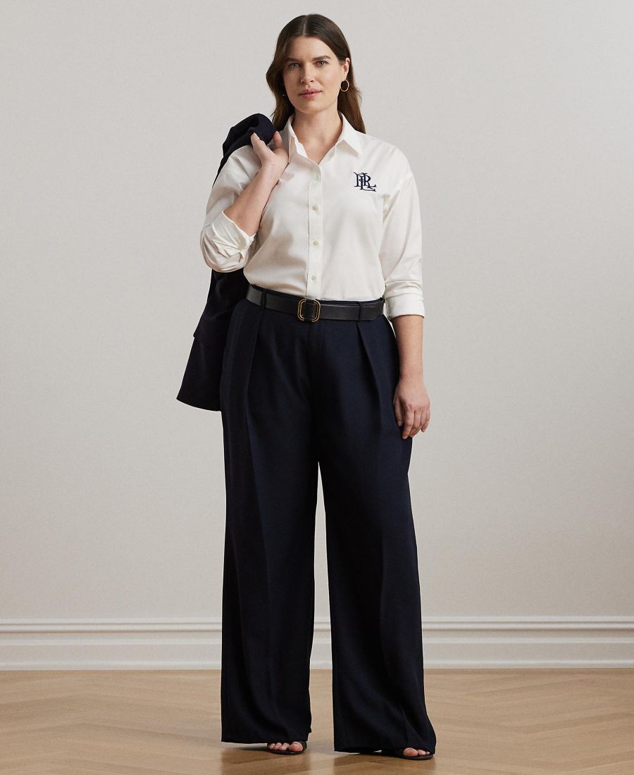 

Топ с длинным рукавом больших размеров Lauren Ralph Lauren, White