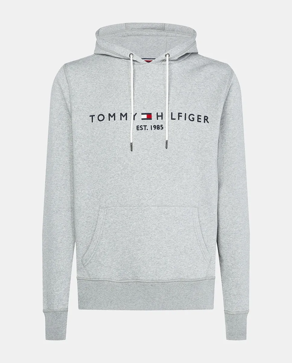 Серая мужская толстовка с капюшоном Tommy Hilfiger, светло-серый — фото 4
