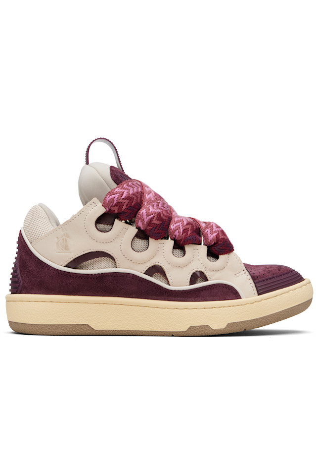 

Lanvin Бордовые и бежевые кожаные кроссовки