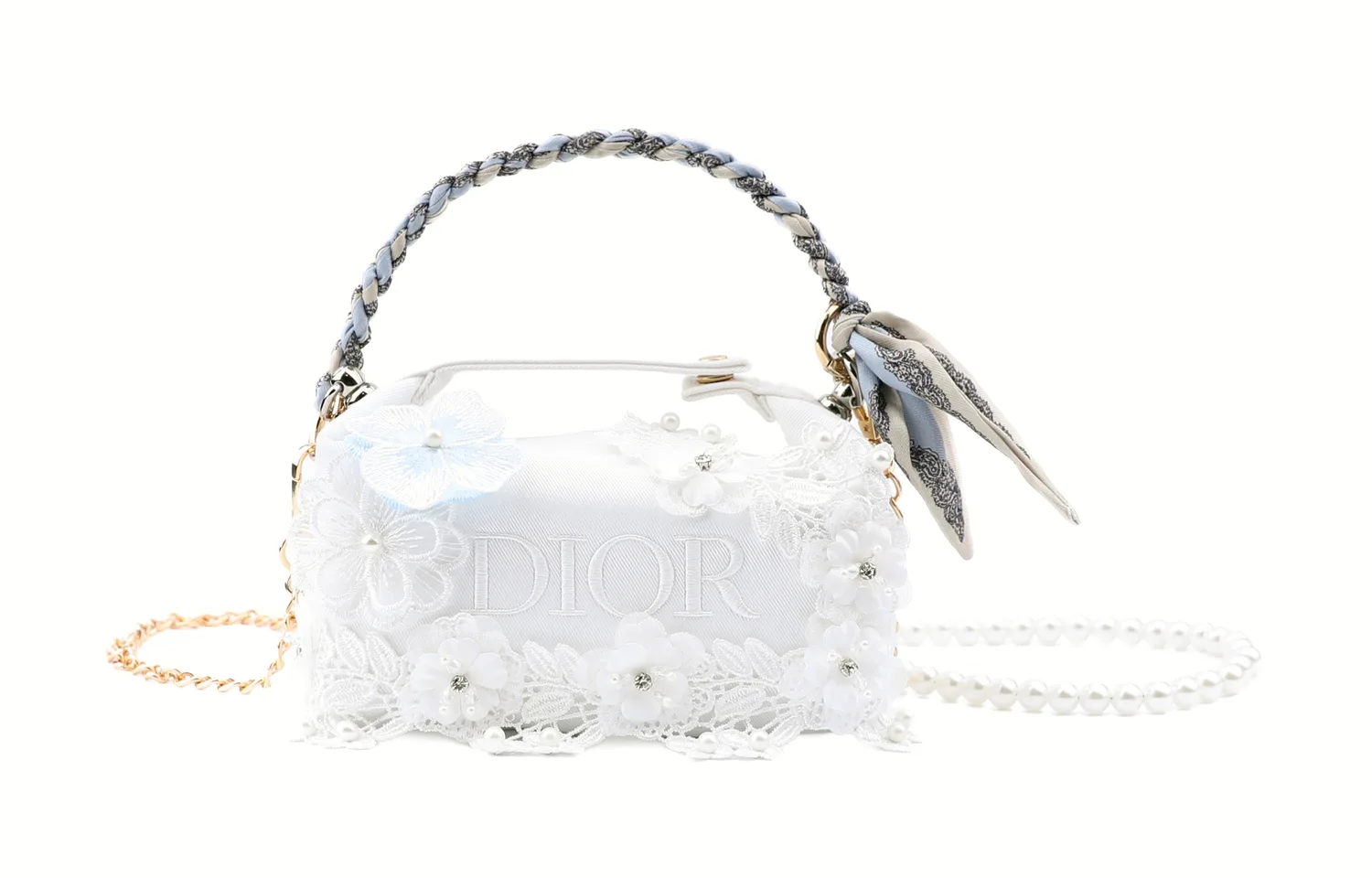 DIOR Custom Makeup Bag Silver Vine Whisper, Colored Glaze Butterfly Dream, Noble, Star Gauze Flower Basket, Elegant, Silver Vine Whisper (Shopping Bag) — фото 2
