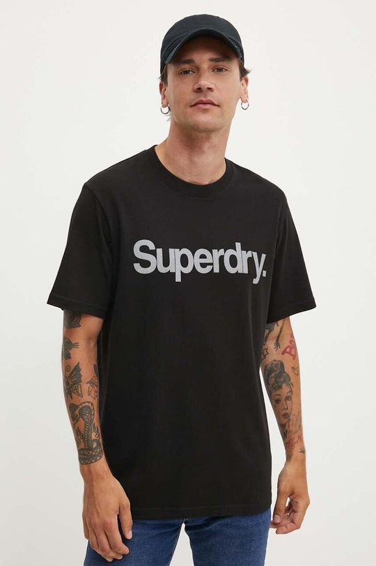 

Хлопковая футболка Superdry, черный