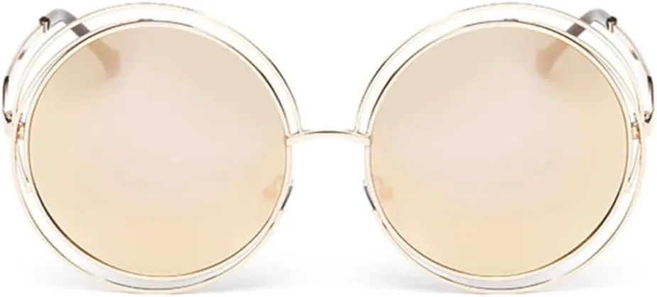 

Винтажные женские круглые солнцезащитные очки, модные женские солнцезащитные очки в металлической оправе с большими линзами, женские защитные очки VRTRFFTR, Gold-pink