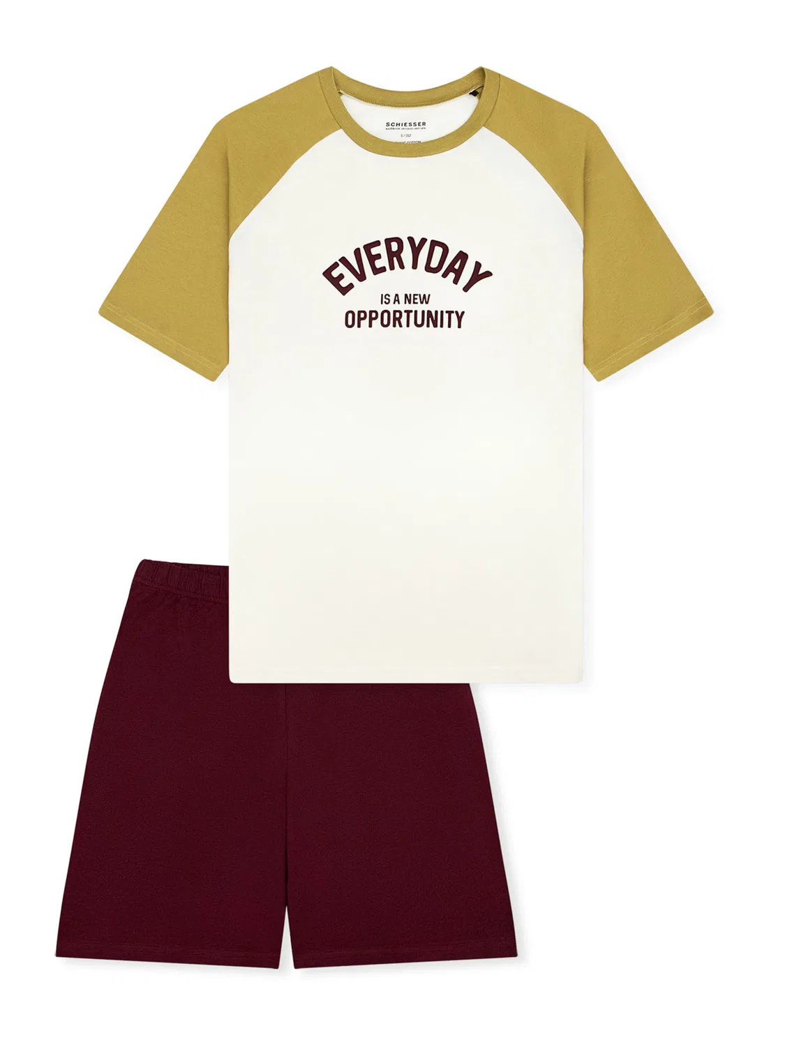 Пижама, подростковая ночная одежда. Schiesser, Khaki/Bordeaux/Off White