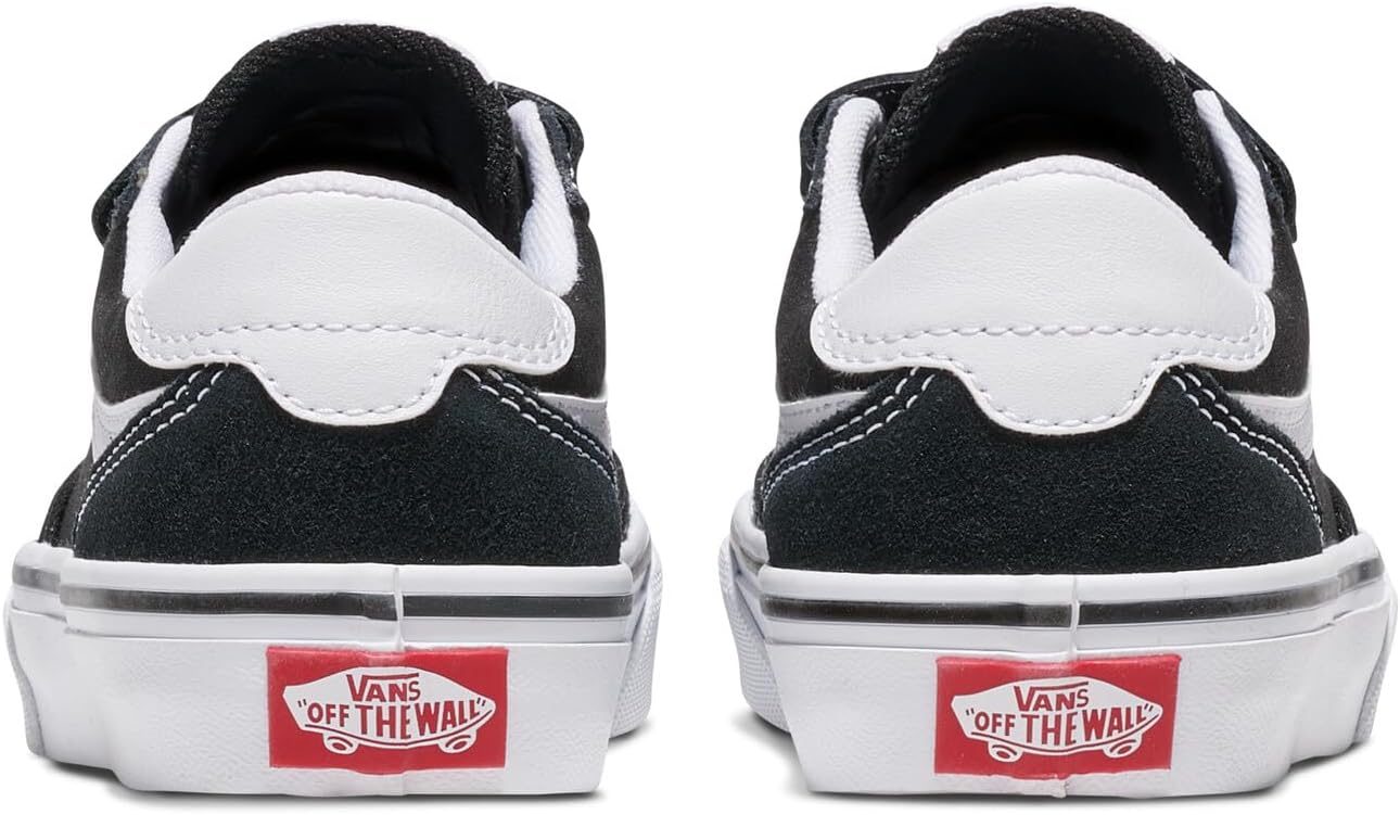 Vans Unisex-Child Brooklyn Ls V Shoe | низкие кроссовки для маленьких детей, мальчиков и девочек, детская обувь, Suede/Canvas Black/White — фото 3