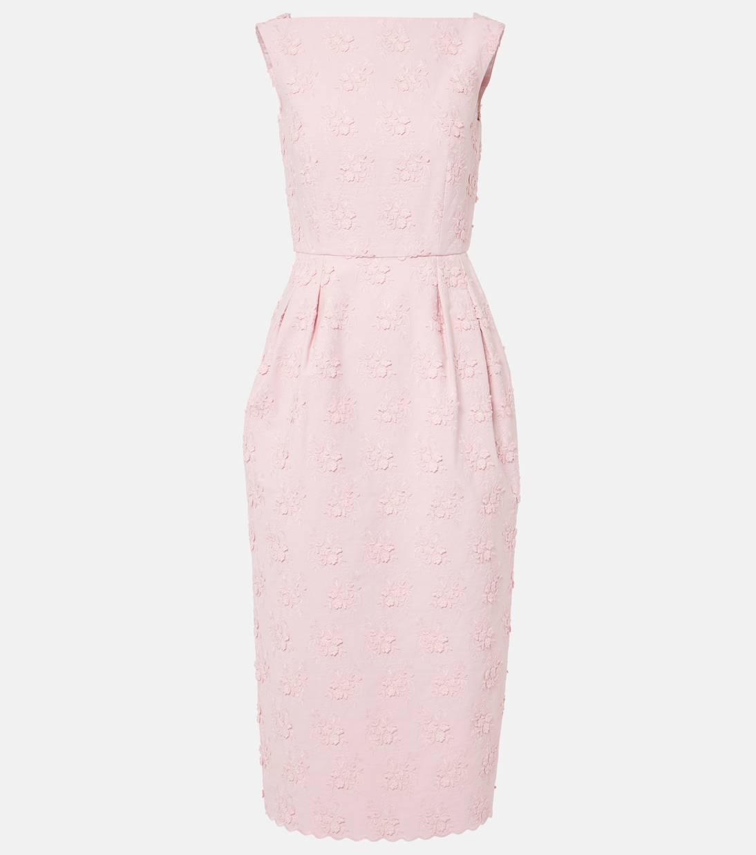 

Платье миди из холста с вышитыми цветочными узорами Erdem, Dusty Pink