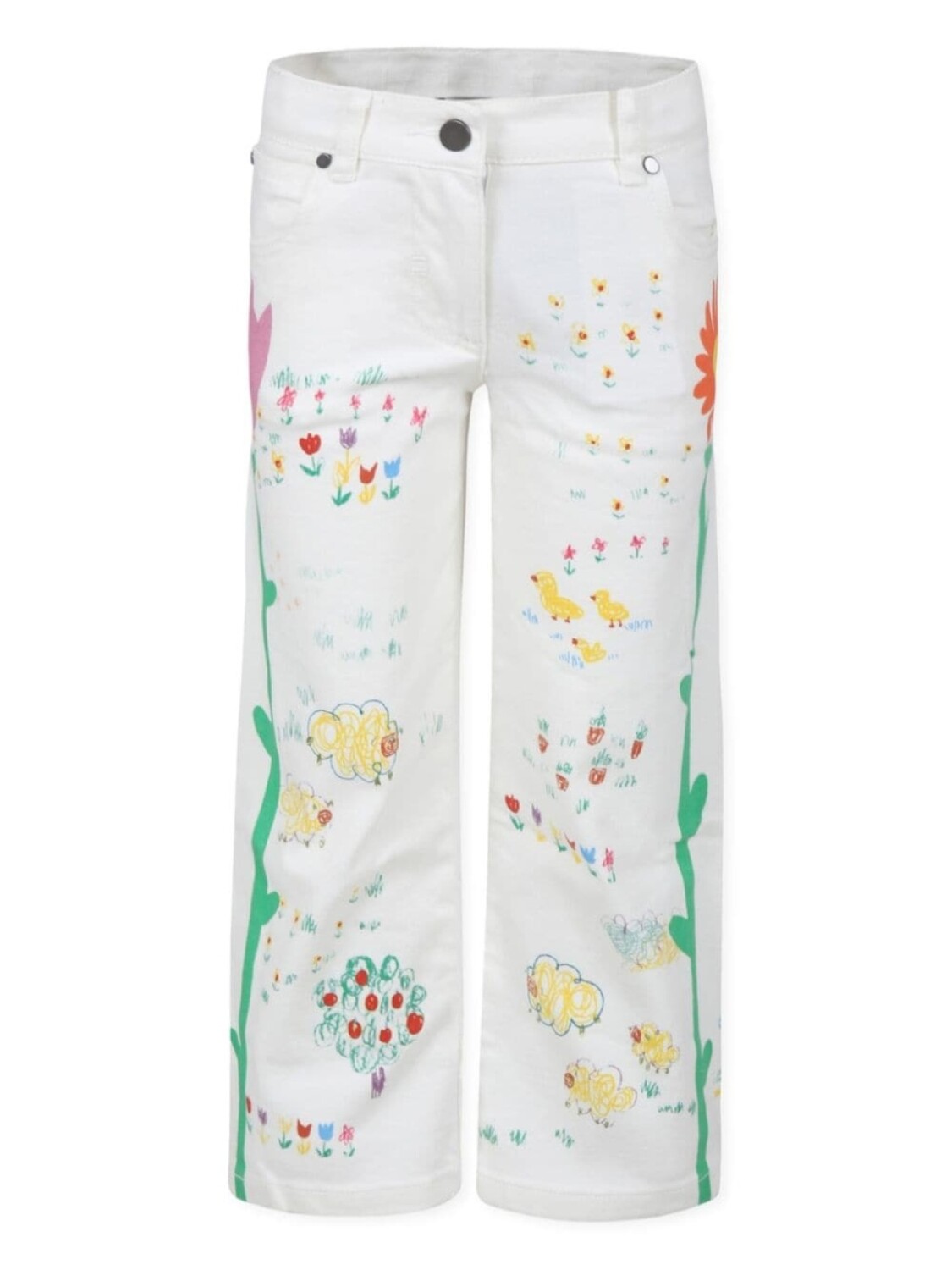 

Stella McCartney Kids джинсы прямого кроя с цветочным принтом, белый