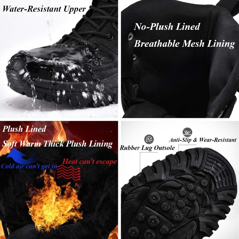 Зимние ботинки для женщин и мужчин, с круглым носком, водонепроницаемые, платформенные, на шнуровке, теплые, с толстым плюшевым/сетчатым подкладом, короткие ботильоны Generic, Apricot-no-plush Lined 5 Women/4 Men — фото 3