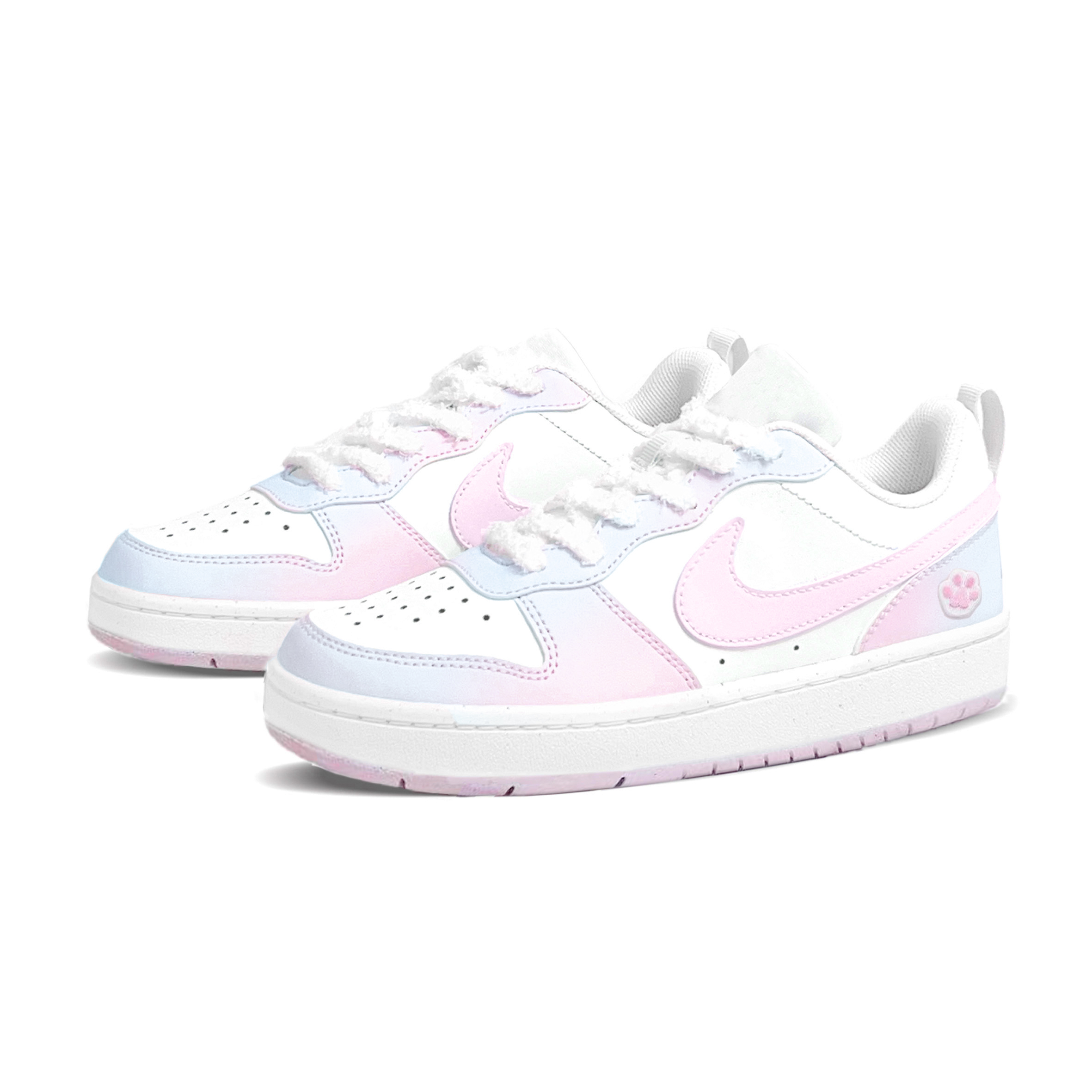 Nike Детские кроссовки для скейтбординга Court Borough Pink Blue Bear с противоскользящим износостойким верхом и низким верхом для подростков — фото 3