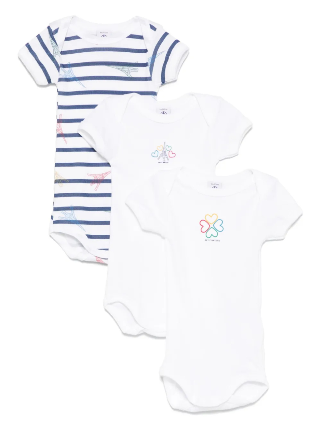 

Полосатый комбинезон Petit Bateau (набор из трех штук), белый