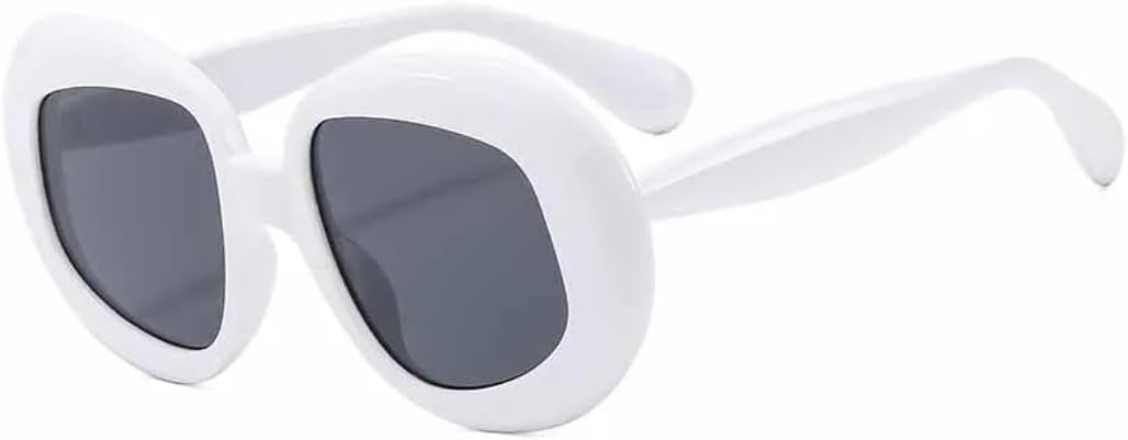 

Винтажные большие овальные солнцезащитные очки для женщин и мужчин, модные, в крупной оправе, для активного отдыха, летних путешествий, солнцезащитные очки UV400 TKKTLLT, White Gray