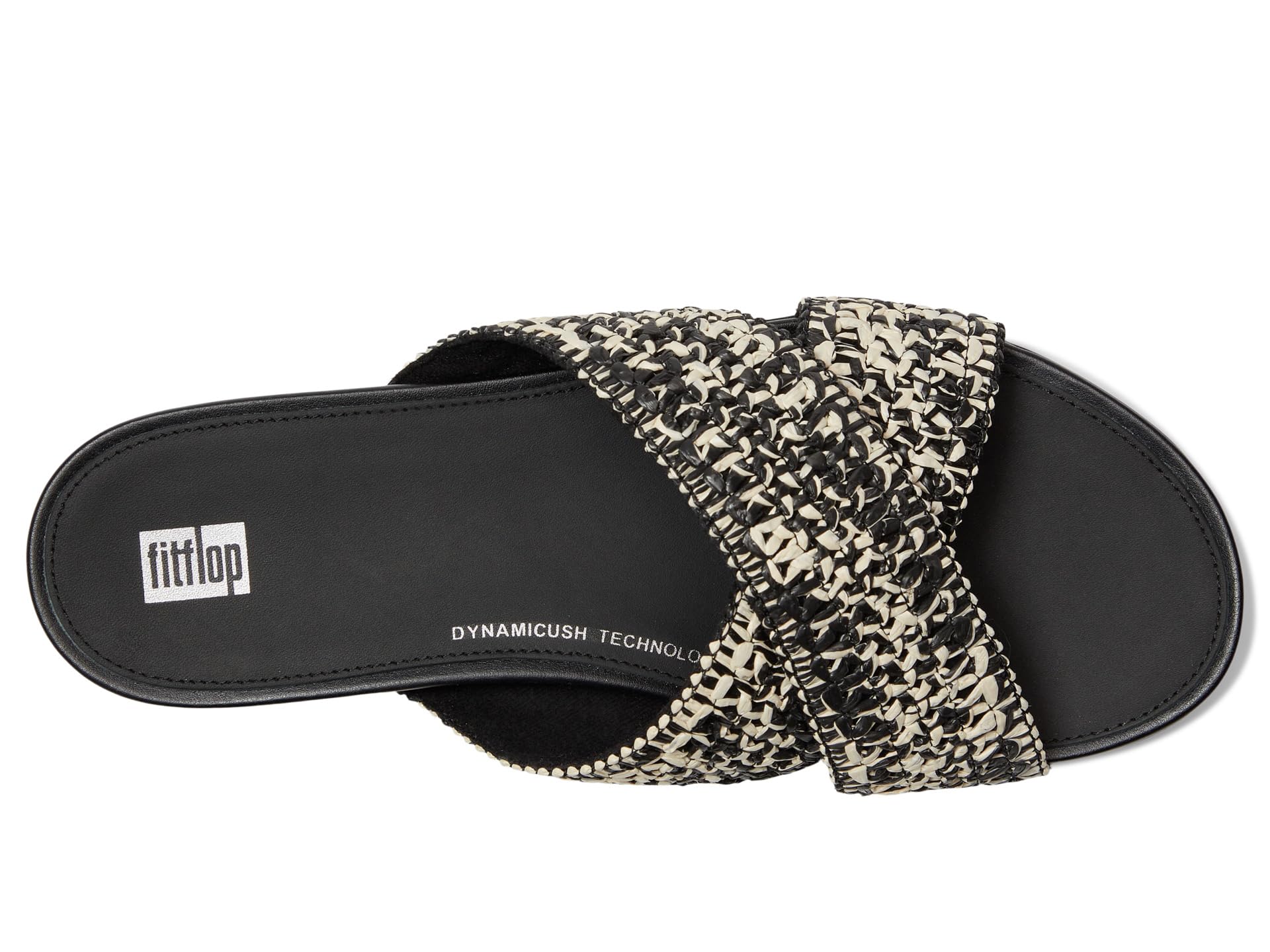 Сандалии FitFlop Gracie Woven Cross Slides, Black/Ivory Mix — фото 2