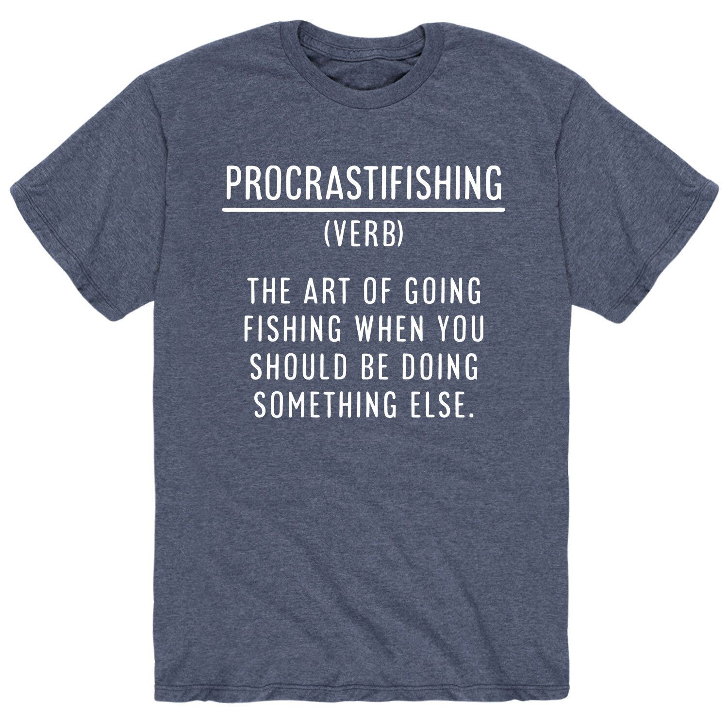 

Мужская футболка с надписью Procrastifishing Definition Licensed Character