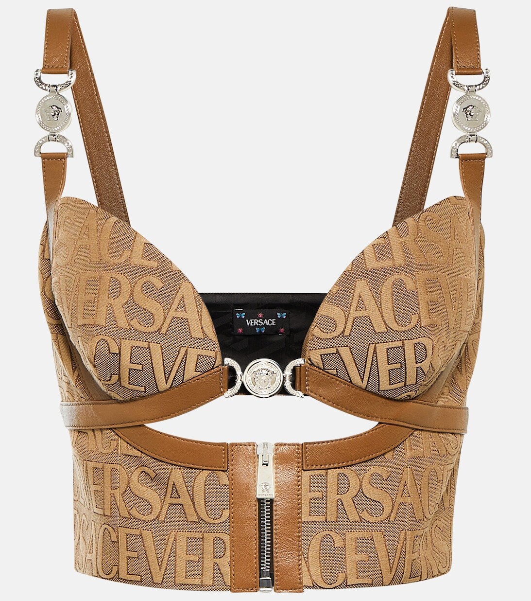 

Бюстье Versace Allover с кожаной отделкой VERSACE, бежевый
