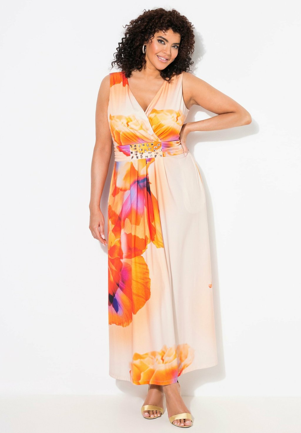 

Платье для особых случаев FLORAL WRAP LOOK SLEEVELESS Ulla Popken, абрикос