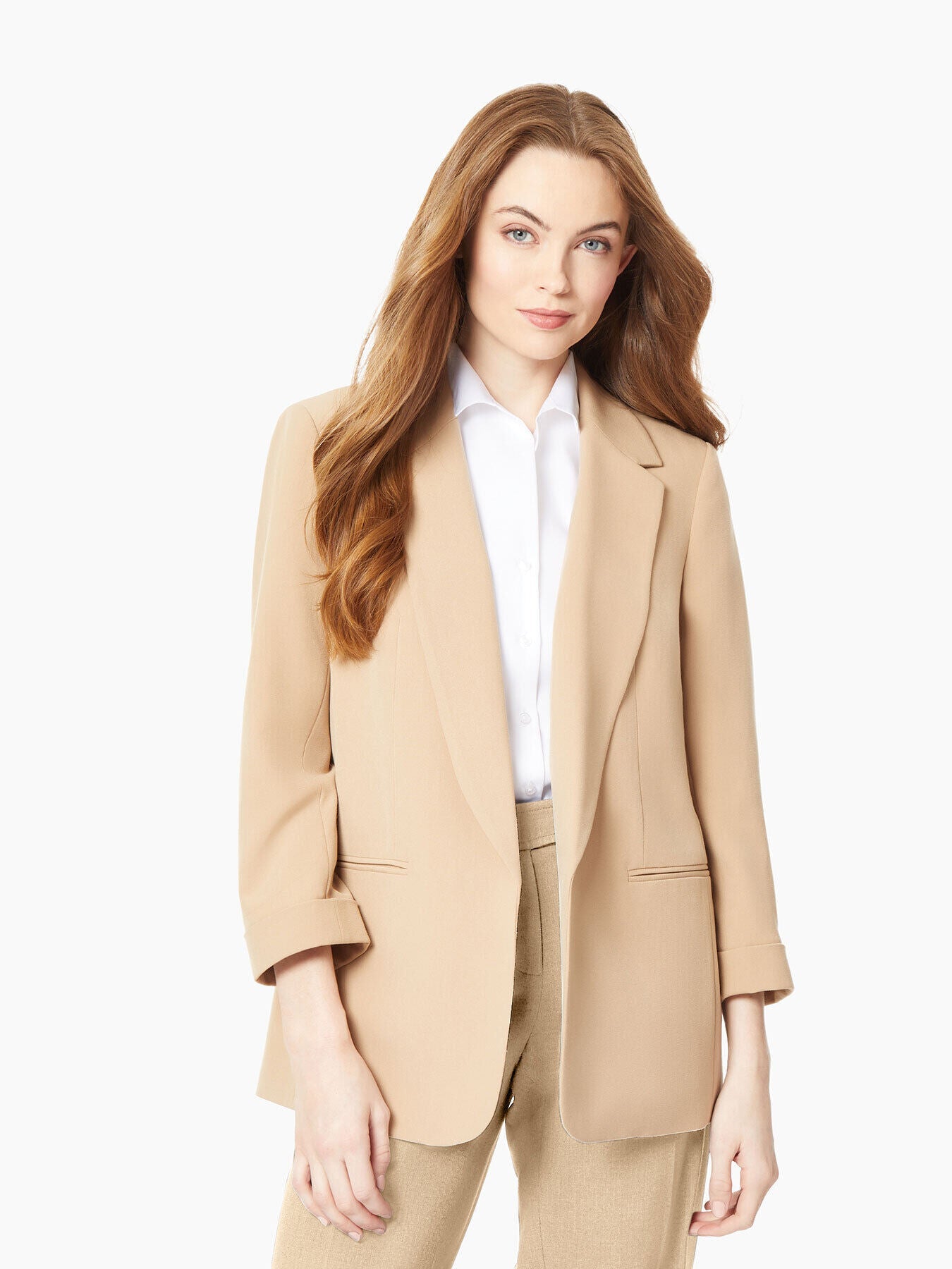 

Блейзер Bi-Stretch с воротником-стойкой и подвернутыми манжетами Jones New York, цвет praline