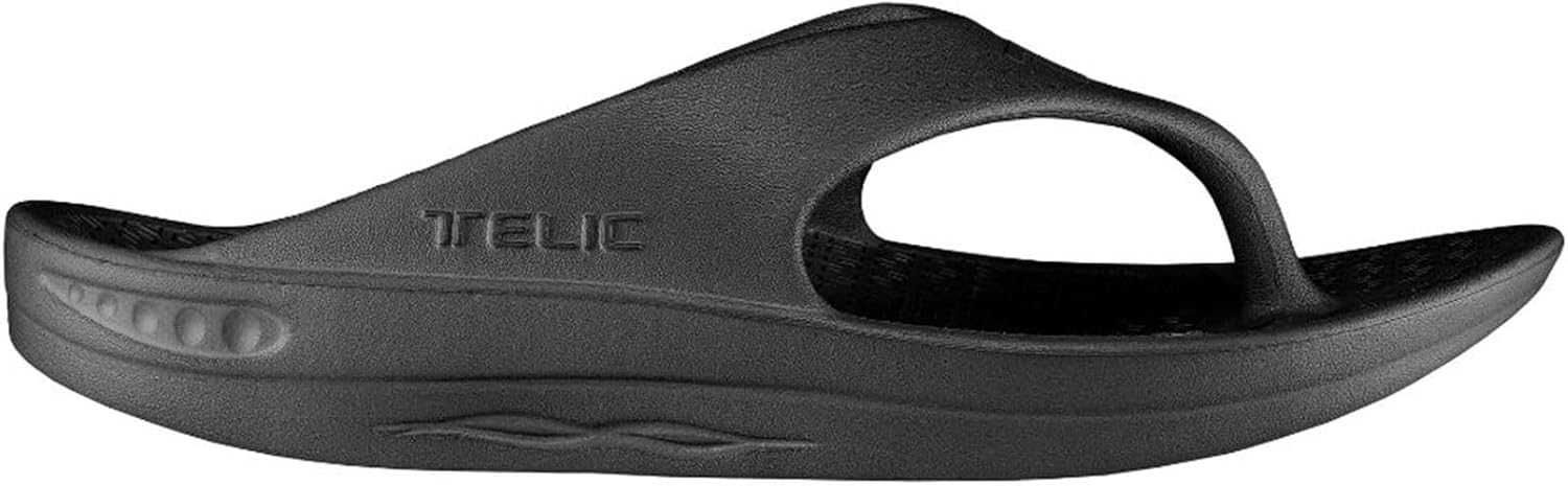 Вьетнамки TELIC унисекс с поддержкой свода стопы, сделанные в США, мягкие, поддерживающие, легкие, водонепроницаемые, для пляжа и бассейна, черный — фото 2