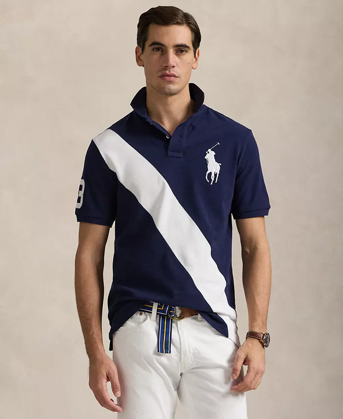 

Мужская поло с вышивкой Big Pony, slim fit, из сетчатой ткани Polo Ralph Lauren, синий