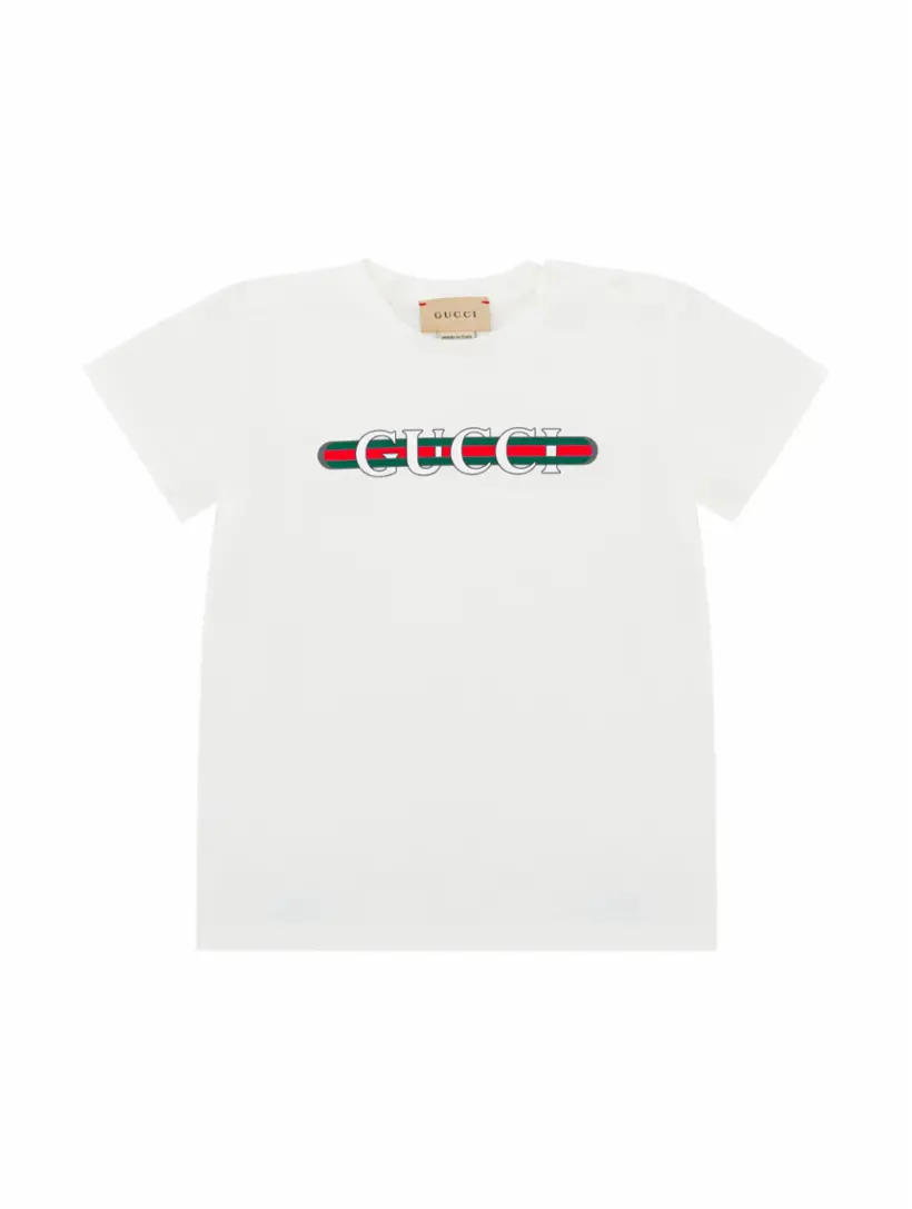 

Хлопковая футболка с логотипом Gucci, белый