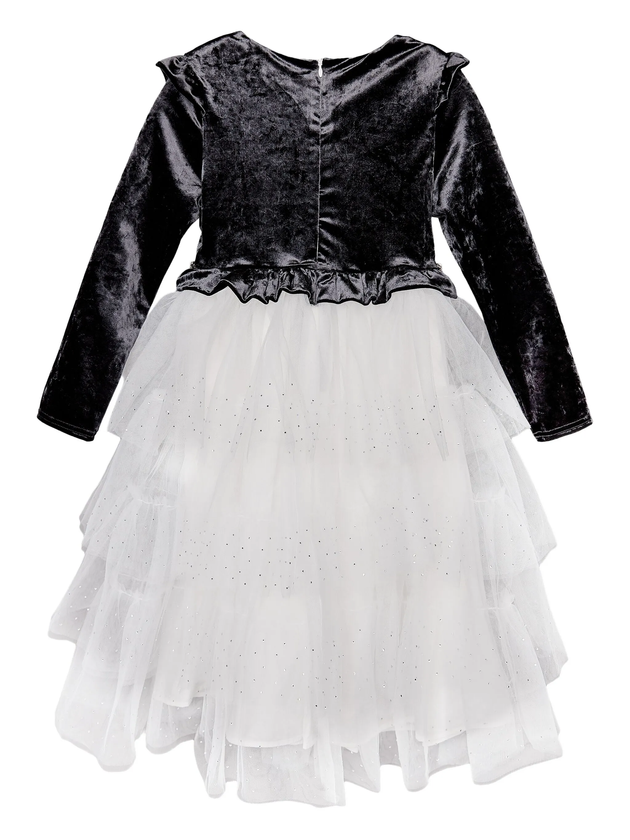 Бархатное платье из тюля с оборками Bcbg Kids, черный — фото 2