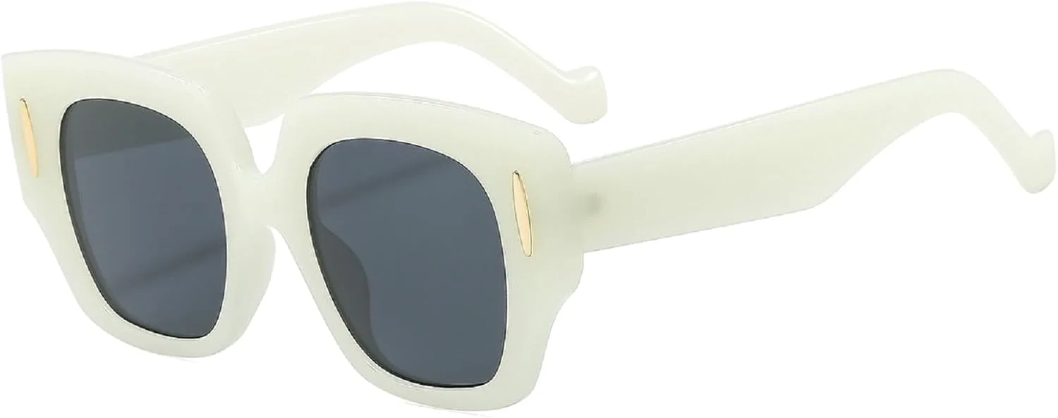 

Модные большие квадратные солнцезащитные очки для женщин, коричневые очки с защитой от УФ-излучения UV400, мужские солнцезащитные очки N45 mincl, 2pcs-clear&green