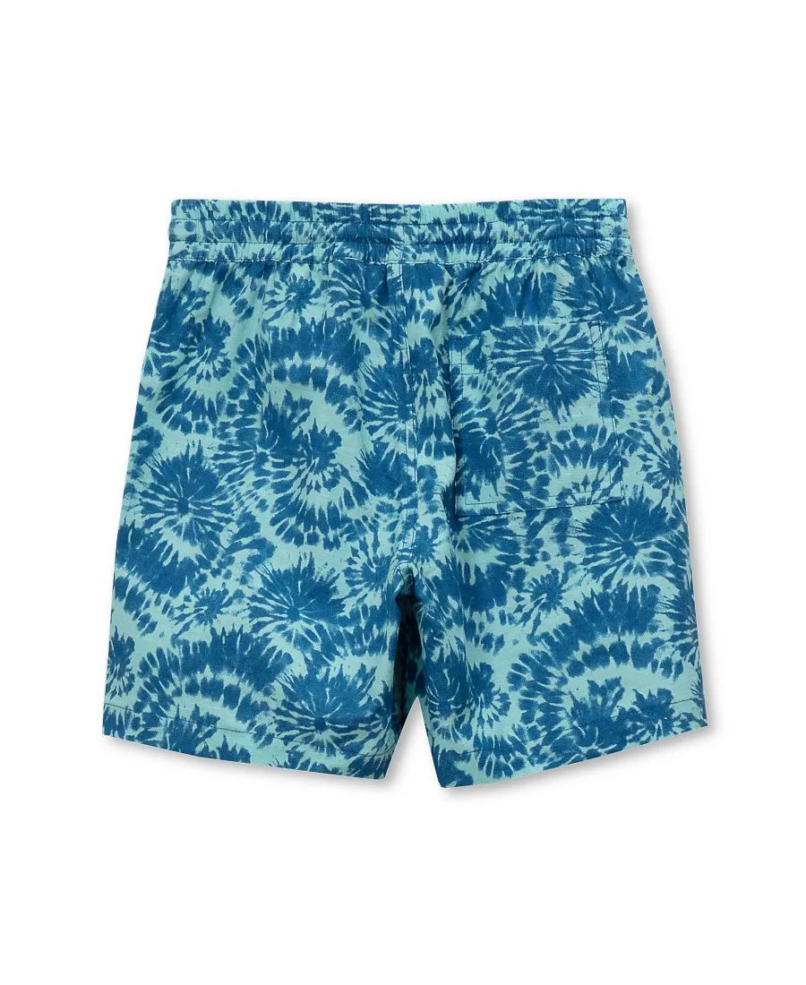 Детские льняные шорты из фактурной ткани Lands' End, tonal синий tie dye — фото 2