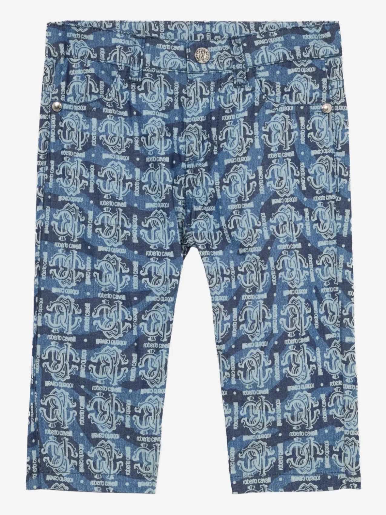 

Джинсовые шорты с монограммой Roberto Cavalli Junior, синий