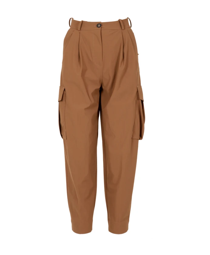 

Хлопковые брюки с высокой талией и карманами. Rrd, коричневый