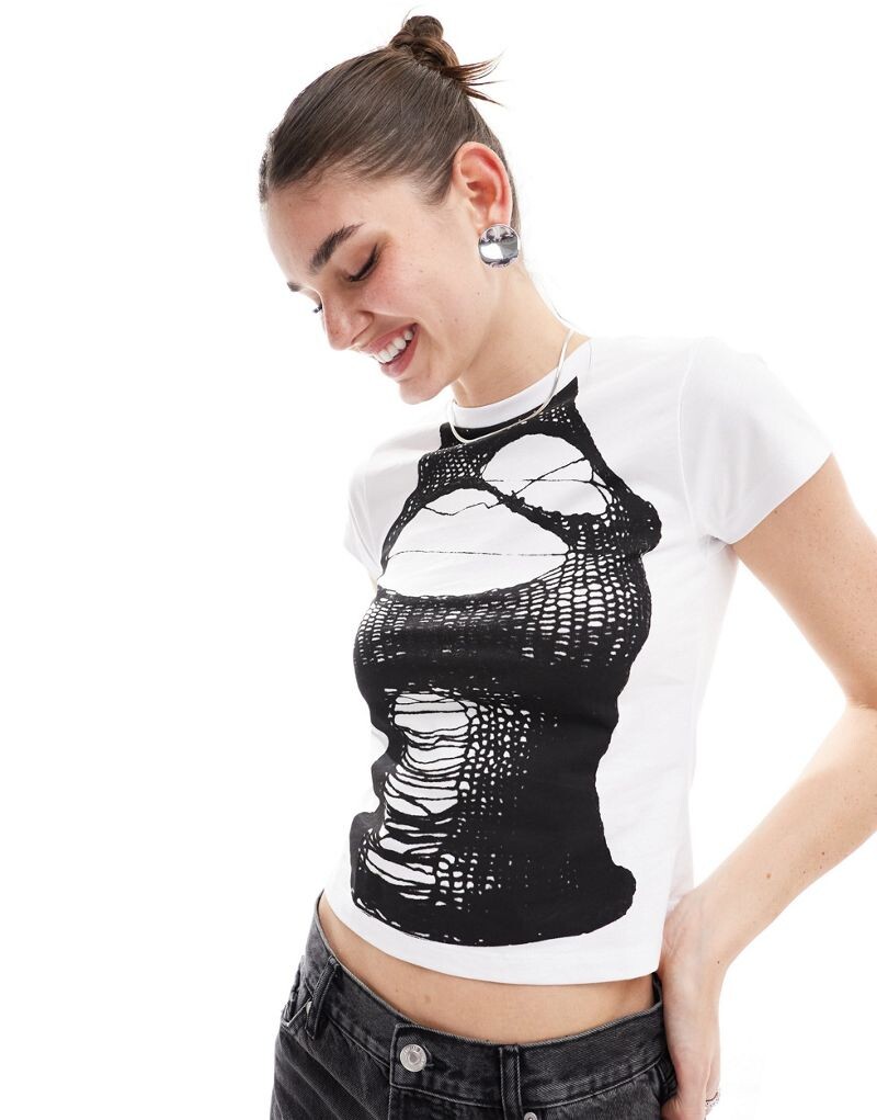 

Белая детская футболка с вязаным рисунком ASOS DESIGN
