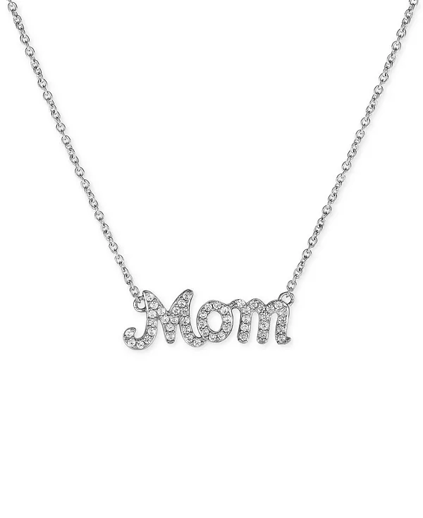

Ожерелье с бриллиантовой подвеской «Мама» (1/4 карата) из стерлингового серебра Macy'S, silver