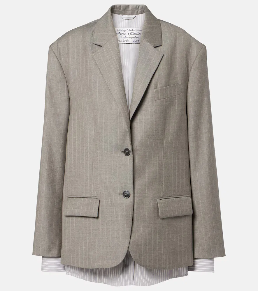 Полосатая шерстяная куртка Acne Studios, серый