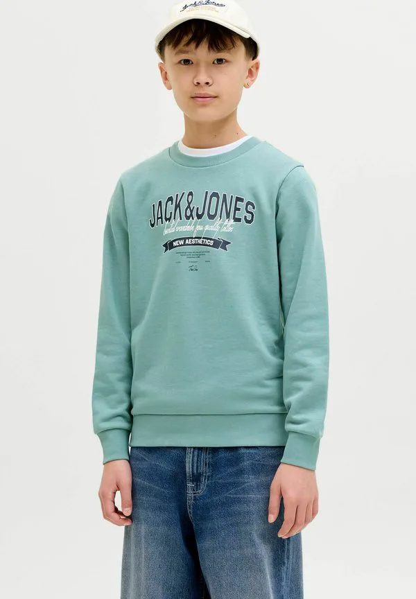 Толстовка jjelogo с круглым вырезом, двухцветная, весна-лето 2026 Jack & Jones Junior, Mineral Blue — фото 2