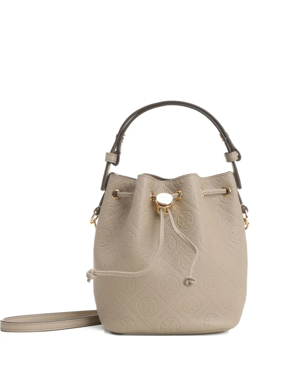

Мини-сумка-ведро из кожи с тисненым гербом Tory Burch, нейтральный