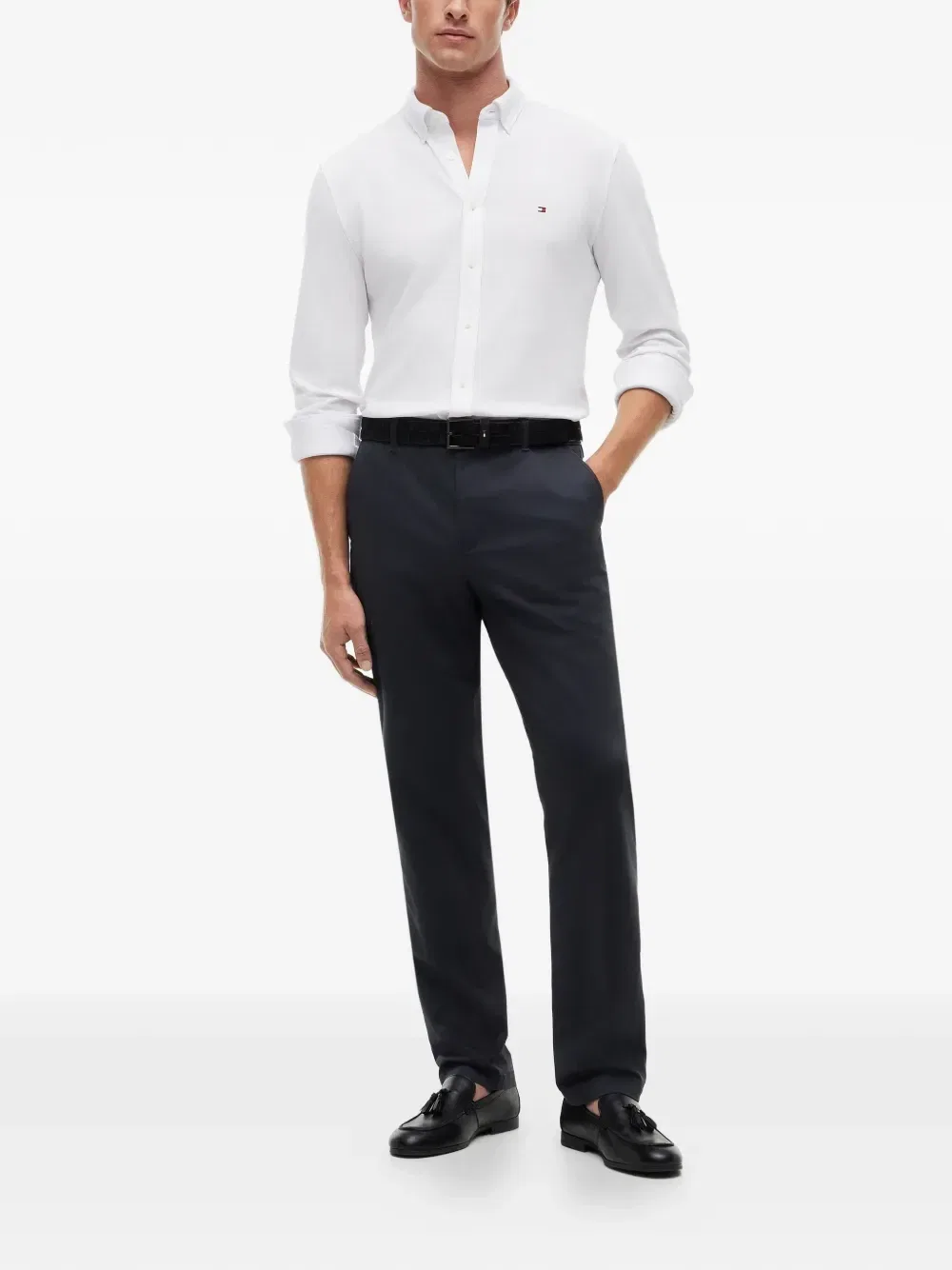 Брюки прямого кроя с нашивкой-логотипом Tommy Hilfiger, синий — фото 2