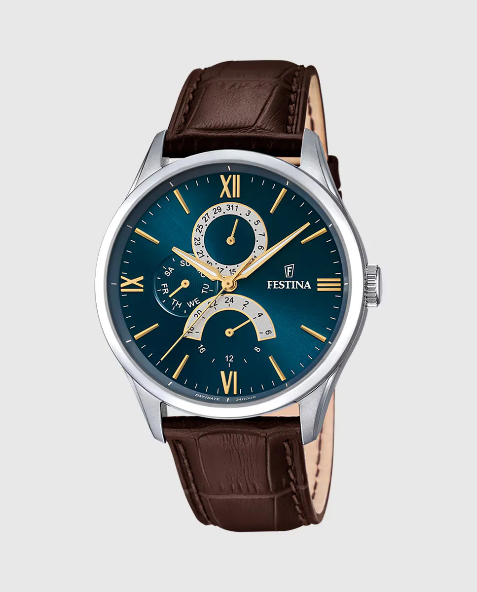

Мужские часы F16823/A Acero Classico на коричневой коже Festina, коричневый