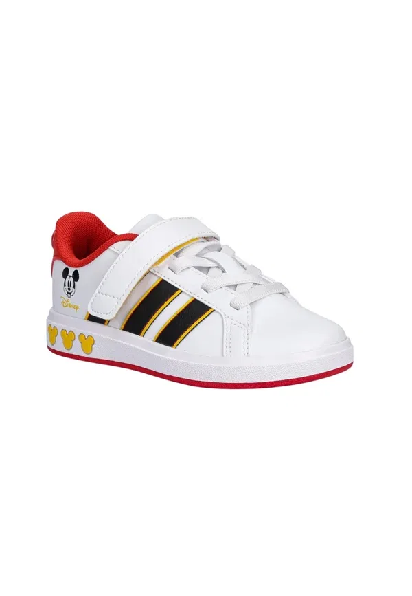 Кроссовки Adidas Performance Grand Court Mickey EL K Walking Trainers, белый с черным и золотым — фото 2