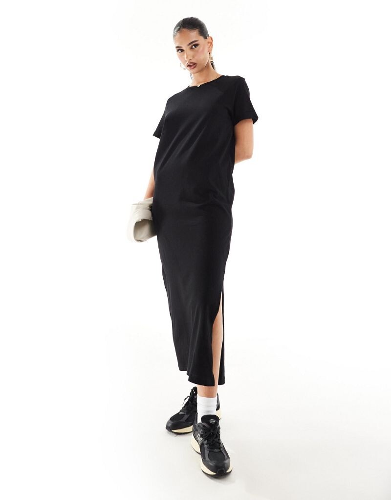 

Черное платье-футболка миди River Island