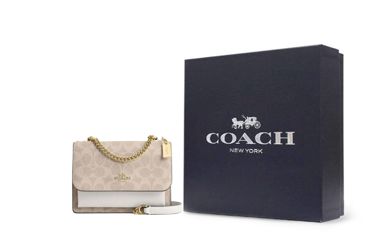 

COACH Кожаная мини-сумка кроссбей Klare бежево-белая