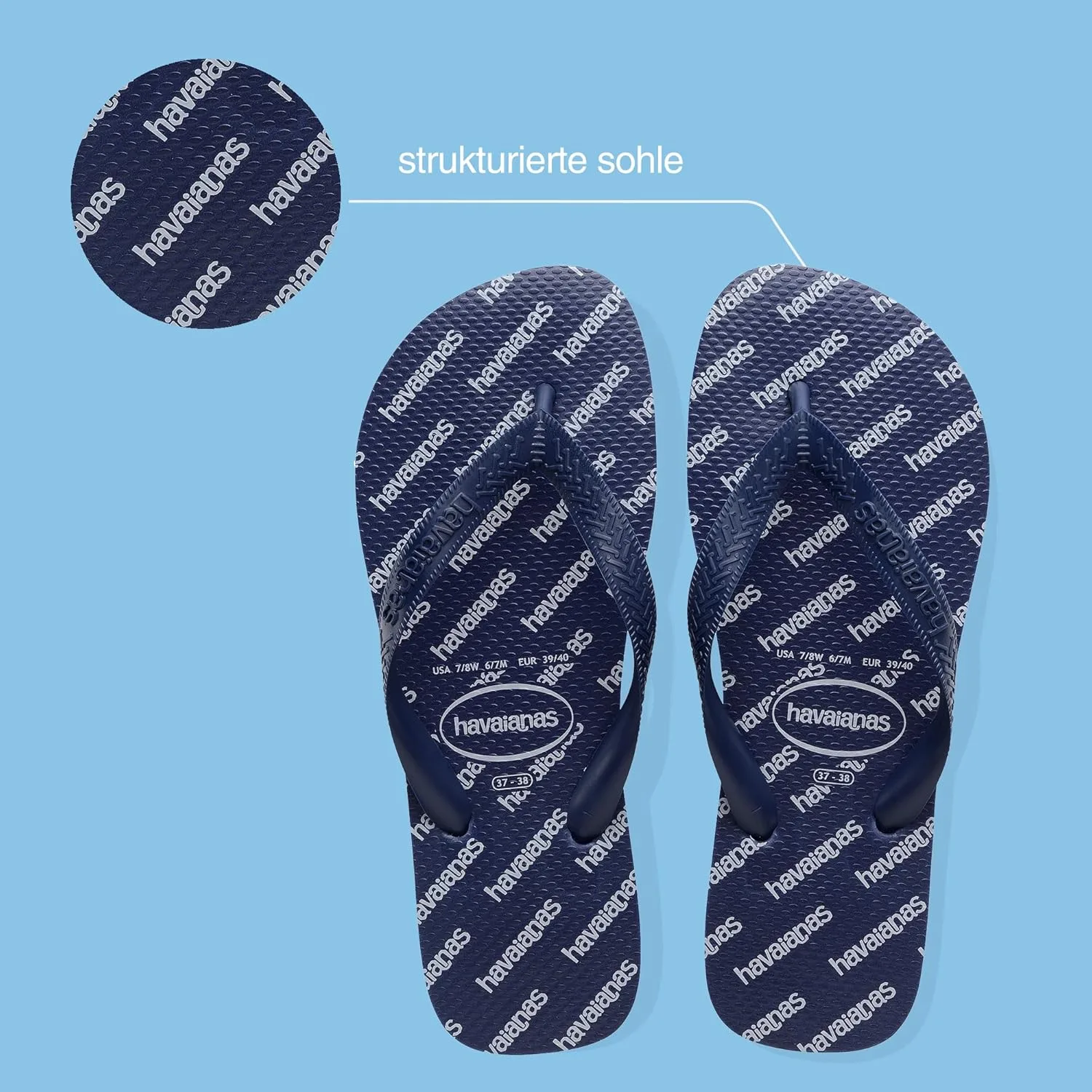 Шлепанцы Havaianas Top Logomania Essential, темно-синий — фото 3