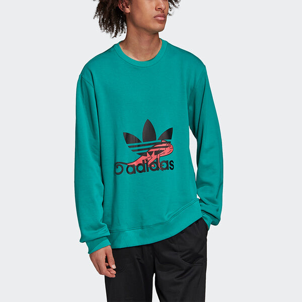 Толстовка Men's adidas originals Hoody Sweatshirt Sports Round Neck Casual Printing Pullover Green, зеленый — фото 3
