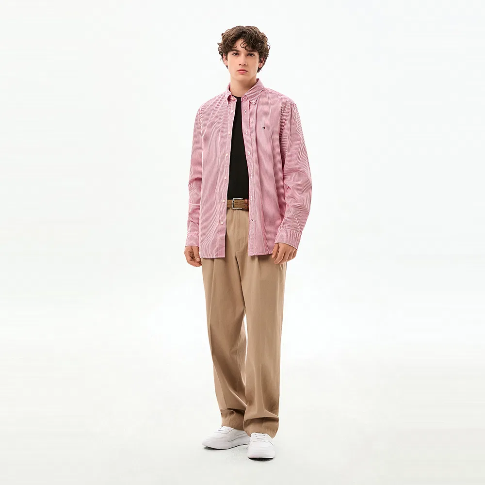 Мужская классическая рубашка Core Flex Pop прямого кроя, красная, от Tommy Hilfiger — фото 2