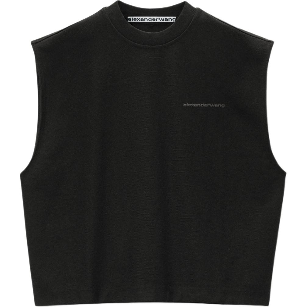 Футболка-майка из хлопка с тисненым логотипом Alexander Wang, черный — фото 3