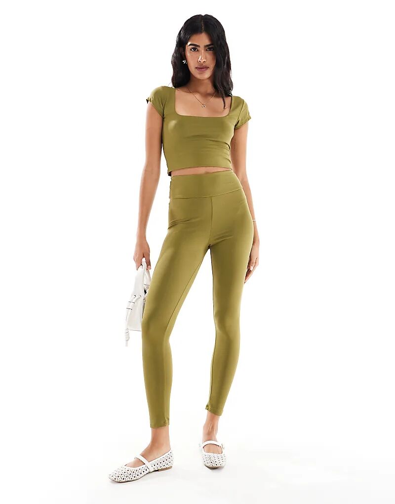 

Леггинсы Miss Selfridge из полиамида оливкового цвета