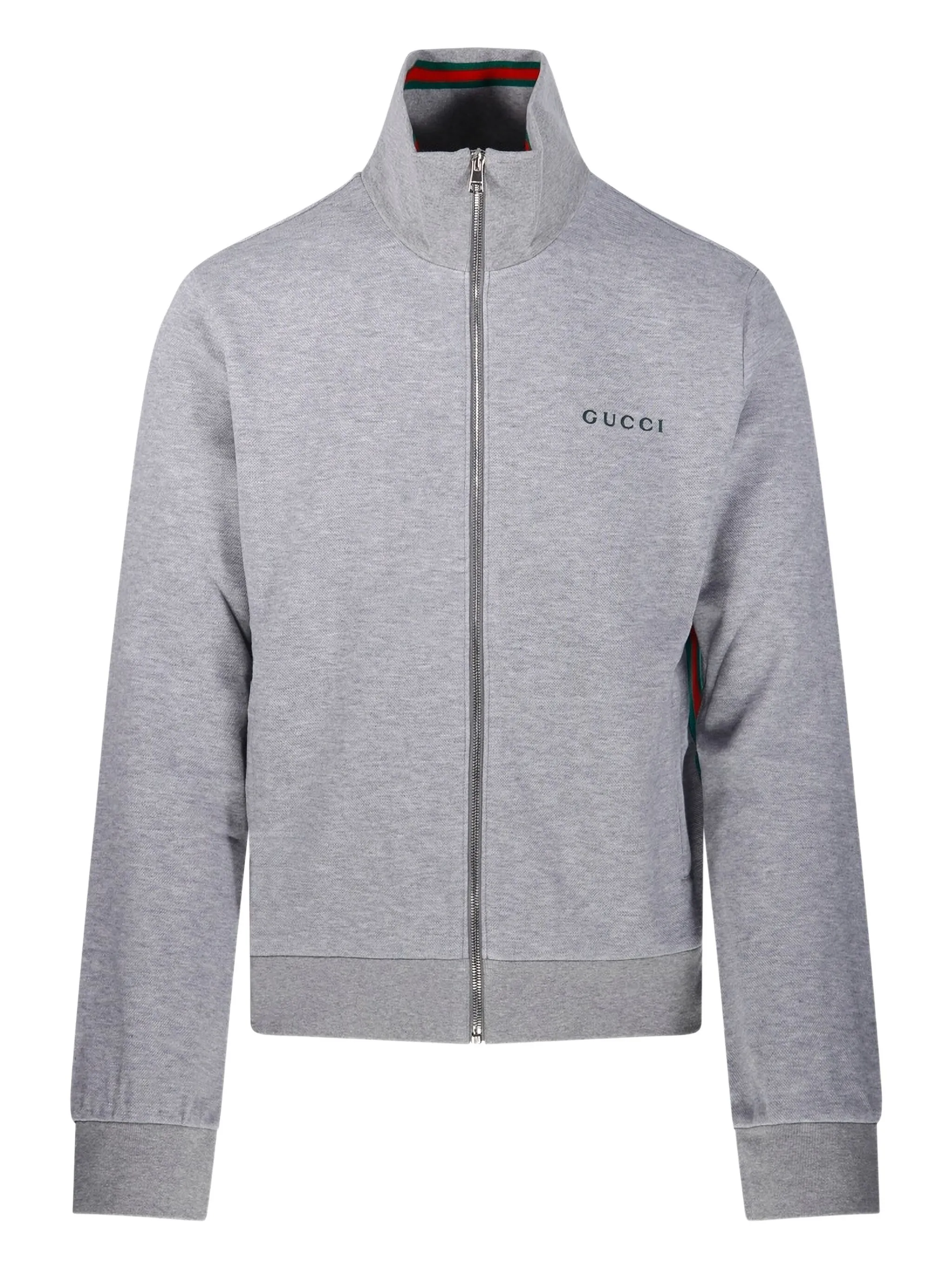 

Футболка на молнии с воротником-воронкой Gucci, серый