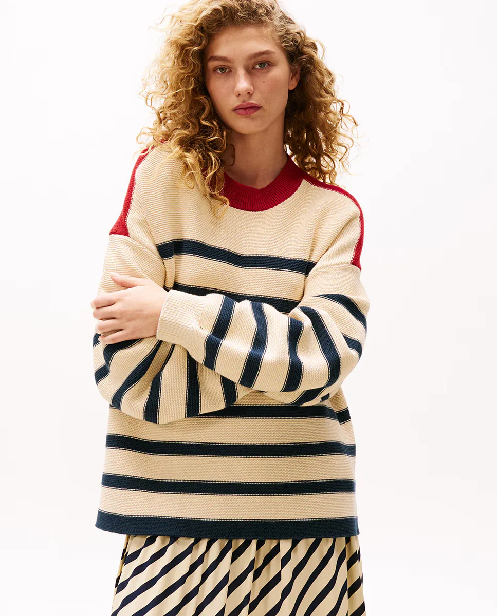 

TH X SRG Женский полосатый свитер Tommy Hilfiger, белый