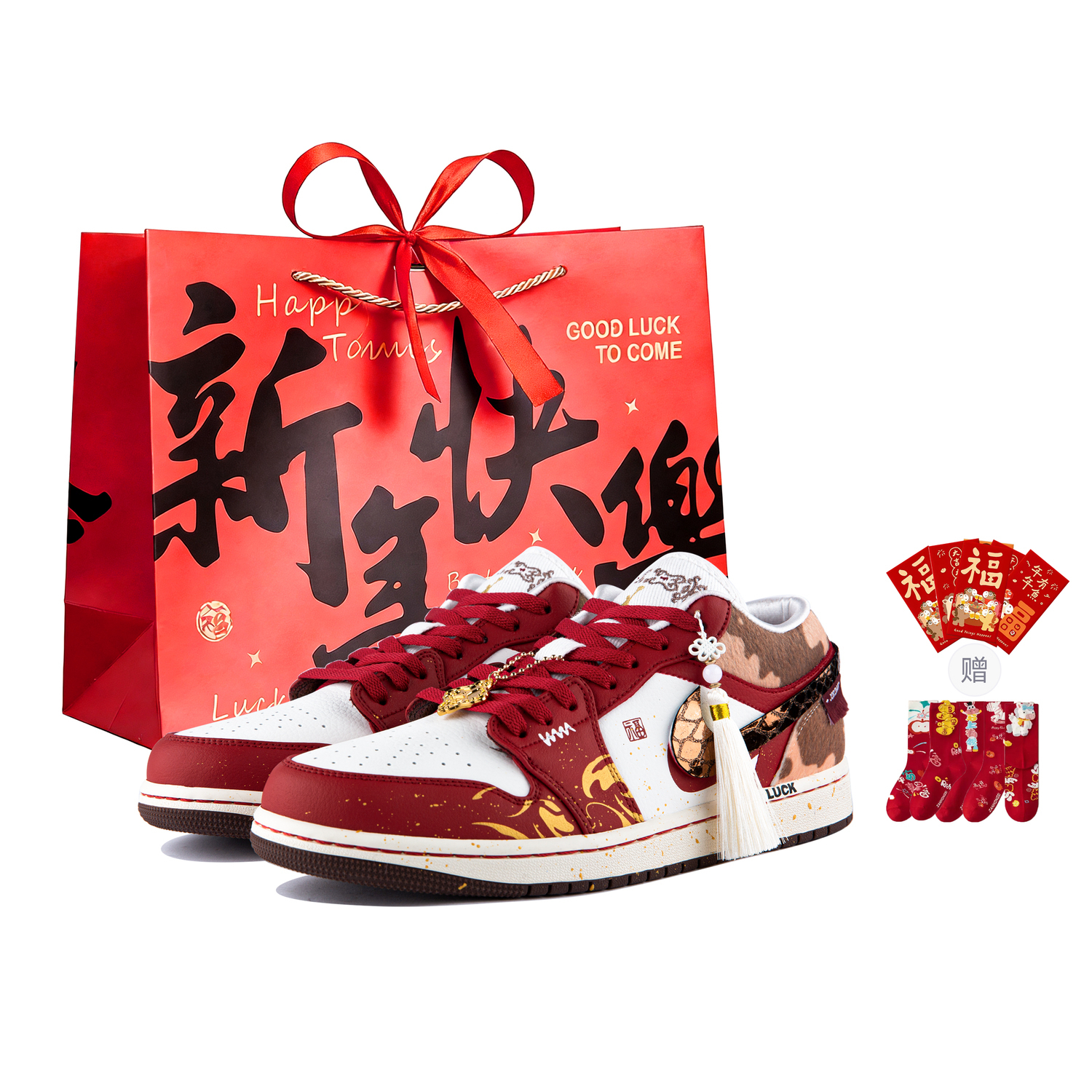 

Air 1 FOMO Horse Year Limited CNY Edition, сумка для покупок, устойчивая к истиранию, дышащая, низкие Jordan, белый красный