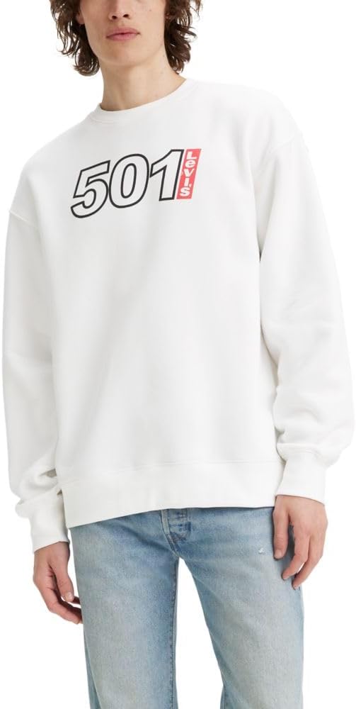 

Мужская свободная толстовка с круглым вырезом Levi's, 501 Logo Outline Crew White+, Белый, Мужская свободная толстовка с круглым вырезом Levi's, 501 Logo Outline Crew White+