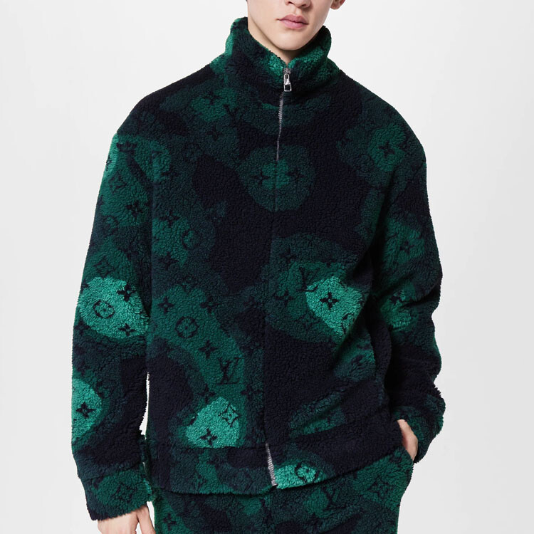 Флисовый блузон с монограммой и камуфляжным принтом, многоцветный Louis Vuitton, зеленый — фото 4