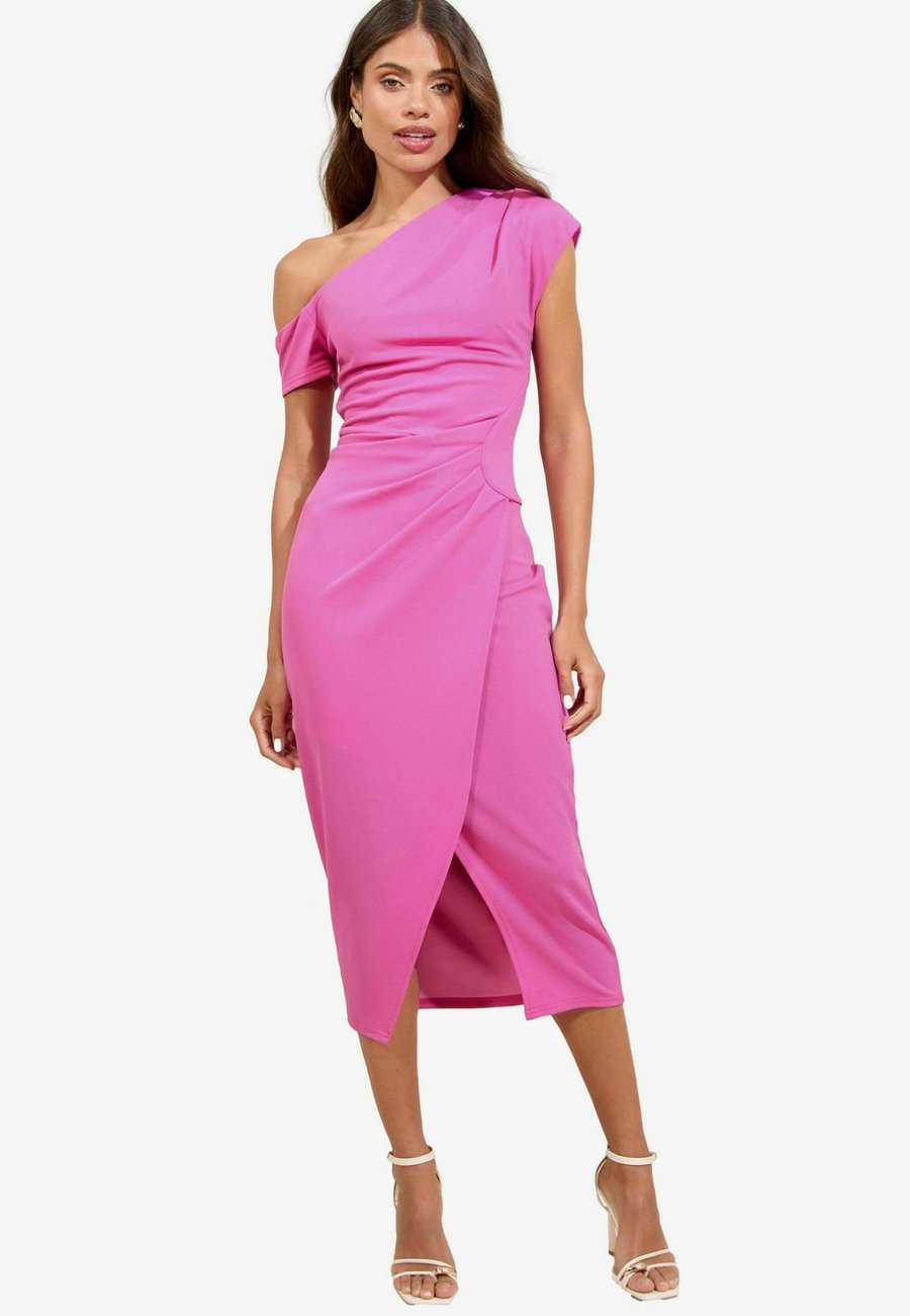 

Платье Lipsy OFF THE SHOULDER GATHERED WAIST MIDI , Pink